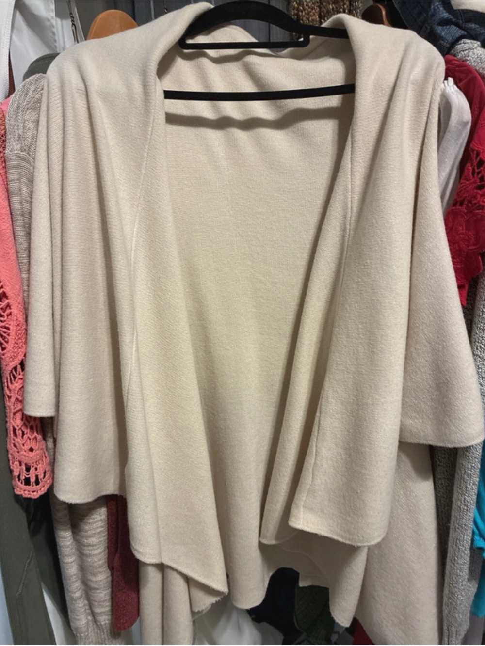 LOOK Cream Open-Front SHAWLED VEST Cardigan
